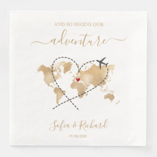 Serviette En Papier Destination Mariage Gold World Affiche de bienvenu