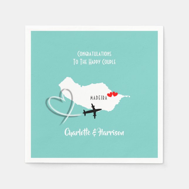 Serviette En Papier Destination tropicale Mariage Madère (Devant)
