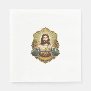 Serviette En Papier Déterminé Jésus Haltère en Fer Lourd Powerlifting 