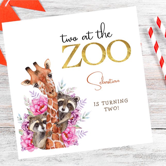 Serviette En Papier Deux à la fête anniversaire de enfant des animaux  (Créateur téléchargé)