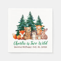 Deux animaux de forêt sauvage Bois Deuxième annive