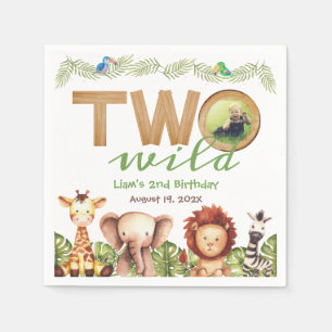 Serviette En Papier Deux Animaux Sauvages de Safari 2ème Anniversaire 
