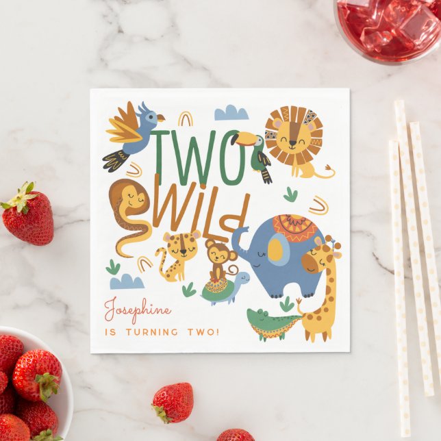 Serviette En Papier Deux animaux sauvages safari anniversaire de enfan (En situation)