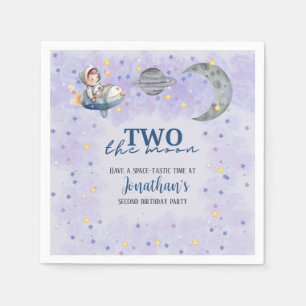 Serviette En Papier Deux au garçon de lune Fusée spatiale 2e anniversa