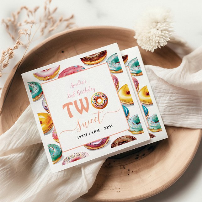 Serviette En Papier Deux beignets sucrés 2e fête d'anniversaire (Créateur téléchargé)