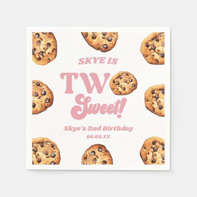 Serviette En Papier Deux biscuits sucrés et du lait 2e anniversaire (Devant)