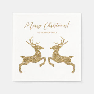 Serviette En Papier Deux Cerfs En Faux Parties scintillant Jaune Regar