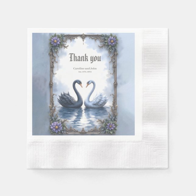 Serviette En Papier Deux cœurs, une réflexion – Mariage romantique de  (Devant)