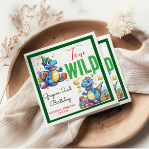 Serviette En Papier Deux Dino Wild Party Boy Dinosaur 2e anniversaire