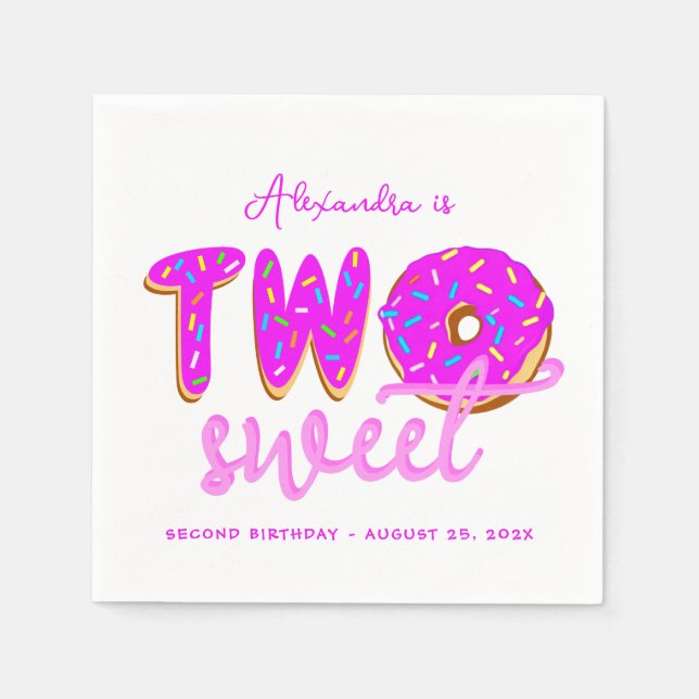 Serviette En Papier Deux douce fille Donut arrose 2e anniversaire (Devant)