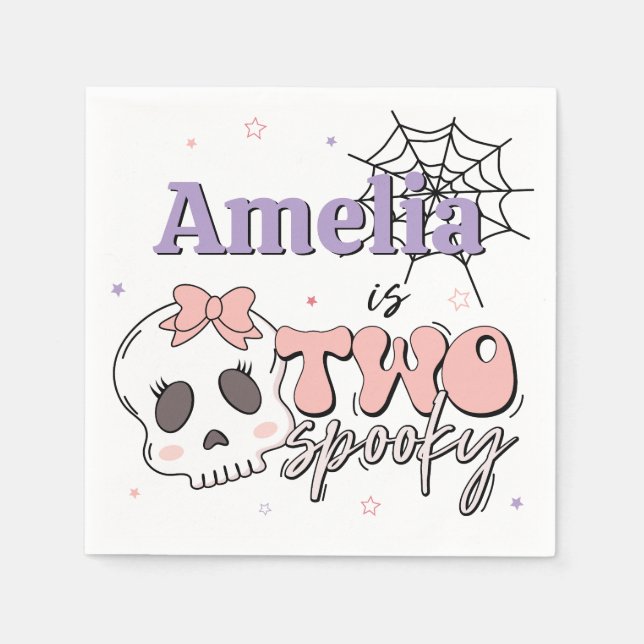 Serviette En Papier Deux Éffrayants Pink Halloween fête d'anniversaire (Devant)