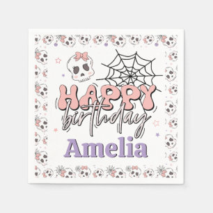 Serviette En Papier Deux Éffrayants Pink Halloween fête d'anniversaire