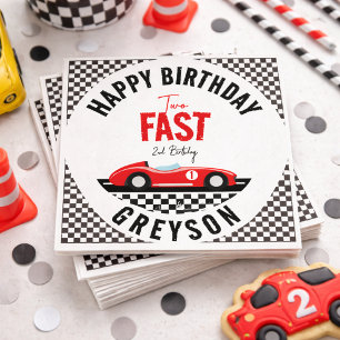 Serviette En Papier Deux Fast Race Car Boy 2e fête d'anniversaire