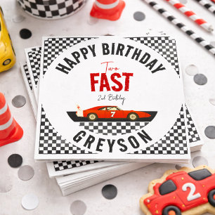 Serviette En Papier Deux Fast Race Car Boy 2e fête d'anniversaire
