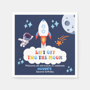 Serviette En Papier Deux garçons à la lune Fusée spatiale Décollage 2e
