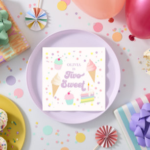 Serviette En Papier Deux gâteaux et glace pour un 2ème anniversaire Sw