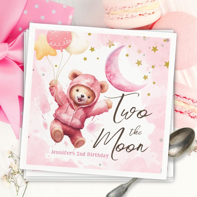 Serviette En Papier DEUX la lune | Rose Girl 2e anniversaire (Créateur téléchargé)