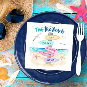 Serviette En Papier Deux La Plage Enfants 2e anniversaire