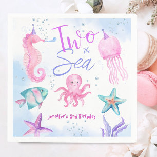 Serviette En Papier Deux La Sirène de Mer 2e Anniversaire Cute Ocean