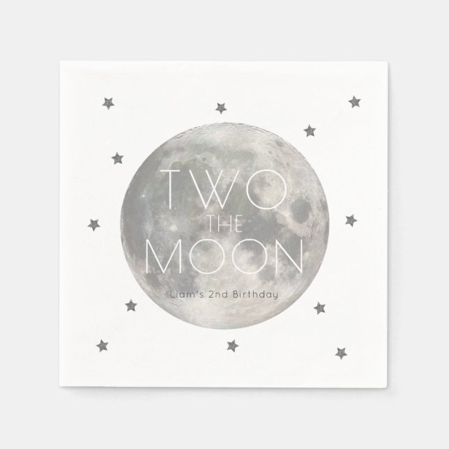Serviette En Papier Deux Lune blanc Silver Boy 2e Anniversaire Papier (Devant)