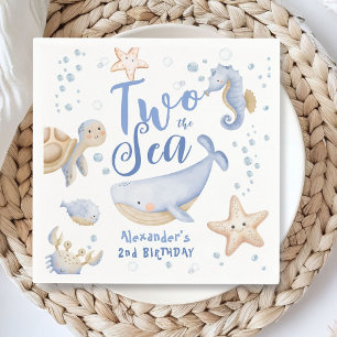 Serviette En Papier DEUX Mer 2e anniversaire Boy Blue Cute Ocean