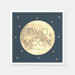 Serviette En Papier Deux Moon Navy Blue Boy 2nd Birthday Paper