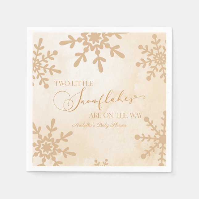 Serviette En Papier Deux petits flocons de neige Baby shower jumeaux d (Devant)