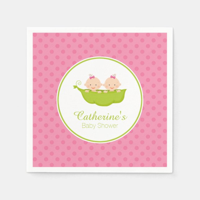 Serviette En Papier Deux pois roses en papier Baby shower Pod Napkin (Devant)