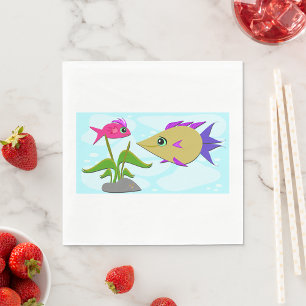Serviette En Papier Deux poissons colorés
