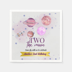 Serviette En Papier Deux pour la Lune Fille 2ème anniversaire Lune Éto