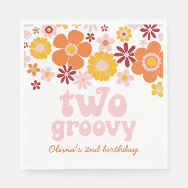 Serviette En Papier Deux serviettes de 2ème anniversaire Super Retro F (Devant)