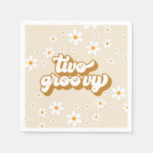 Serviette En Papier Deux serviettes Retro Daisy Super 2e anniversaire