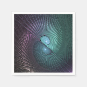 Serviette En Papier Deux spirales colorées art fractal abstrait modern