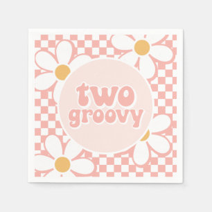 Serviette En Papier Deux Super Pink Daisy Checker