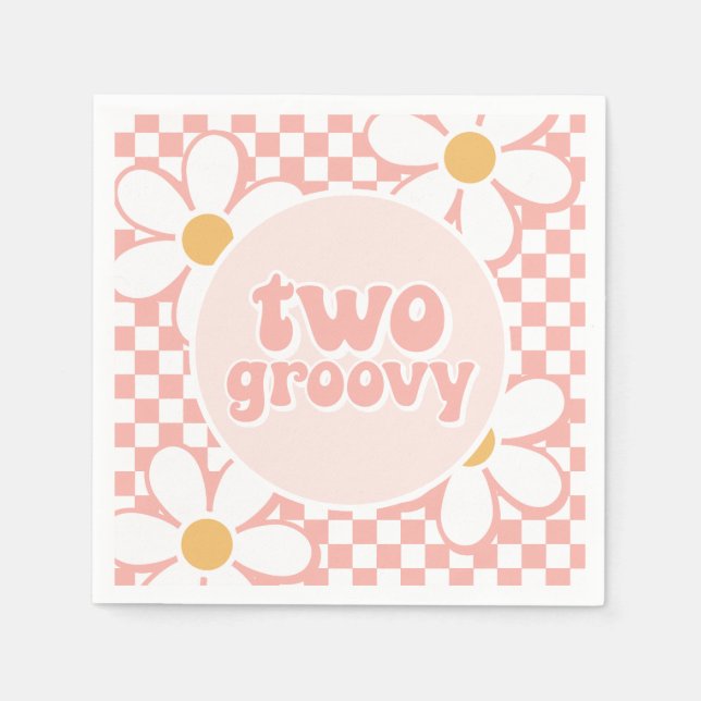 Serviette En Papier Deux Super Pink Daisy Checker (Devant)