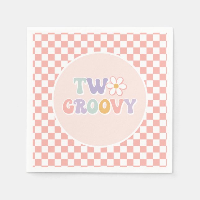 Serviette En Papier Deux Super Pink Daisy Checker (Devant)
