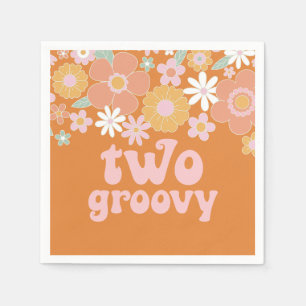 Serviette En Papier Deux Super Retro Floral 2ème anniversaire