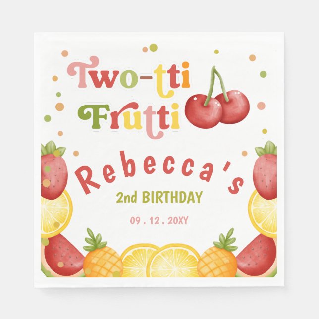 Serviette En Papier Deux tti Frutti Fruity Fun Fun Deuxième Anniversai (Devant)