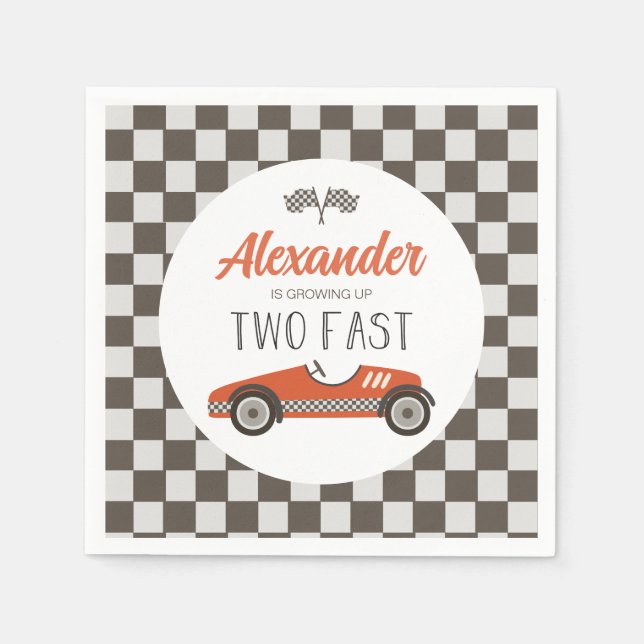 Serviette En Papier Deux voitures de course rouge rapide anniversaire (Devant)