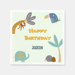 Serviette En Papier Deux Wild 2e anniversaire Safari Animaux mignons