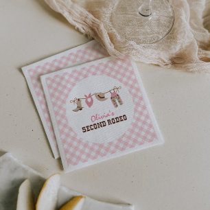 Serviette En Papier Deuxième Rodéo Rose Cow-boy Occidental 2ème Annive