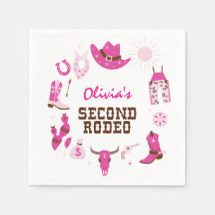 Serviette En Papier Deuxième Rodéo Rose Western Cowboy 2e anniversaire