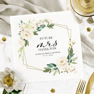 Serviette En Papier Déversement de verdure géométrique blanc pour mari