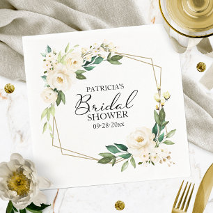 Serviette En Papier Déversement de verdure géométrique blanc pour mari