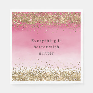 Serviette En Papier Devis de Parties scintillant Gold Sparkle Pink Omb