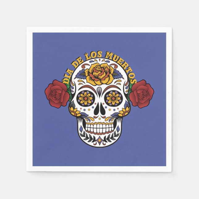 Serviette En Papier Dia de los Muertos Crâne à sucre (Devant)