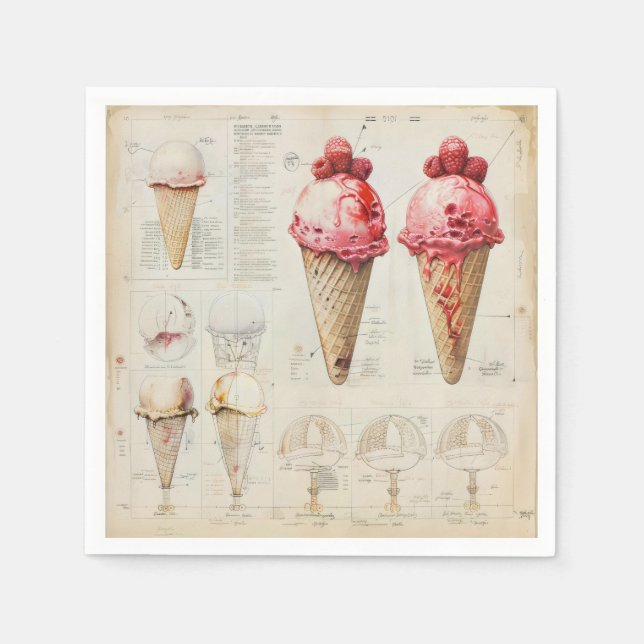 Serviette En Papier Diagramme de cône de crème glacée (Devant)