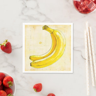 Serviette En Papier Diagramme de croquis Vintage Banana