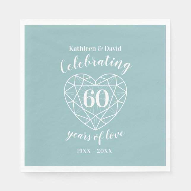 Serviette En Papier Diamant célébrant 60 ans de serviettes de fête d'a (Devant)