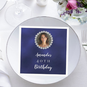 Serviette En Papier Diamants de photo bleus blancs